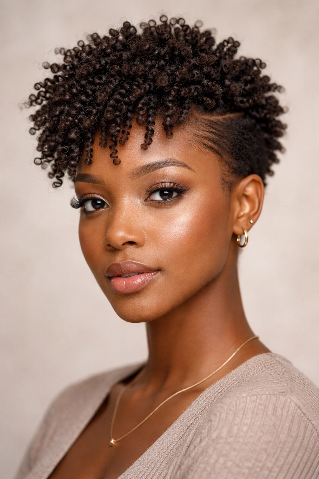 Close-up of Type 4 coily twist-out with tapered sides