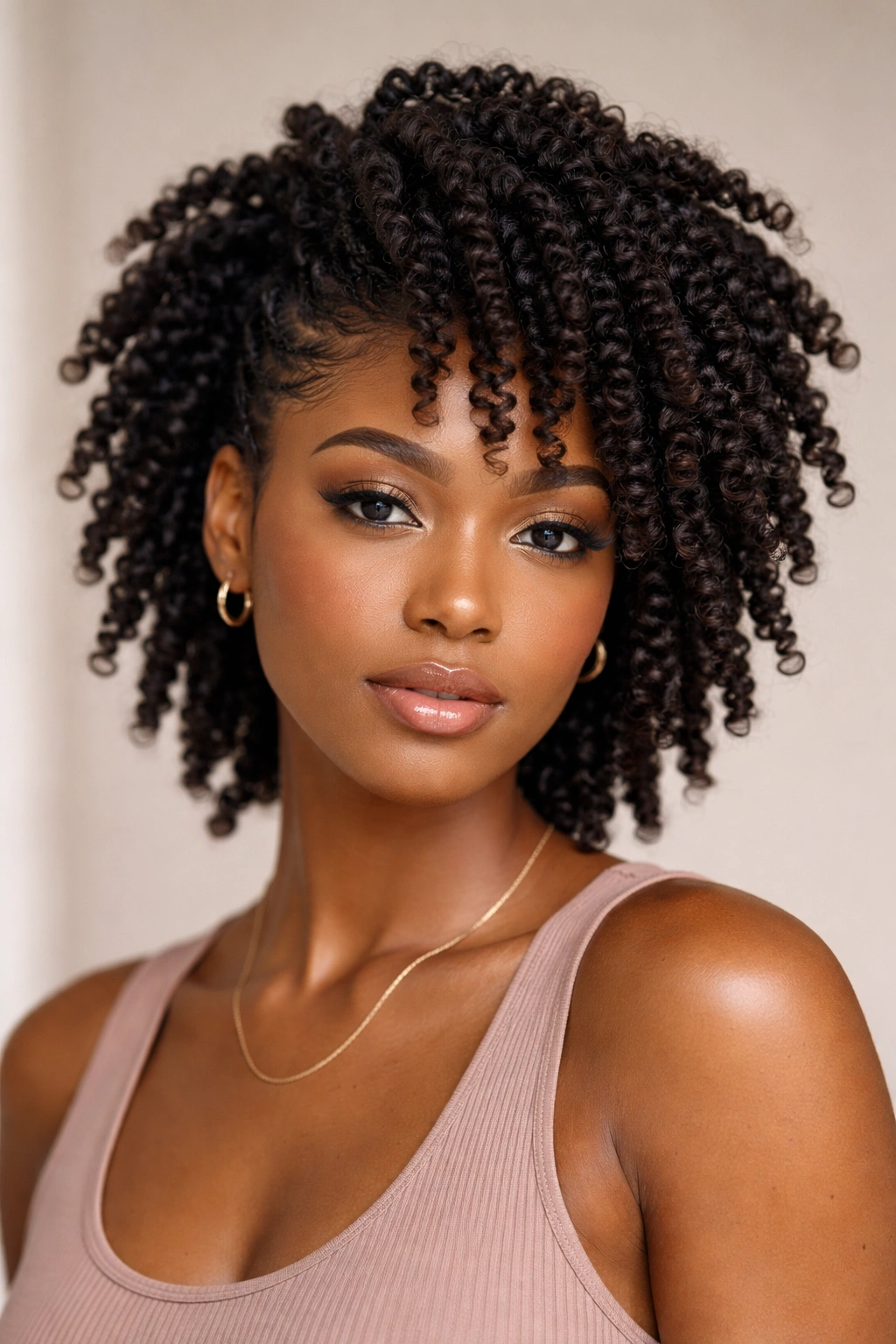 20 Short Curly Haircuts To Try Today 7 Close-up of twist-out curls with defined segments and layered top