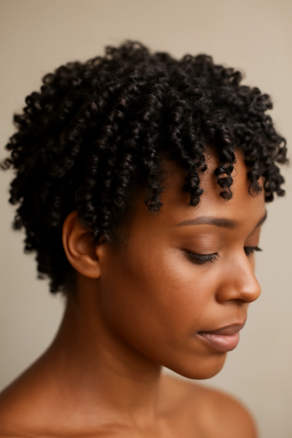 20 Short Natural Hairstyles for Black Women to Save 20 Close-up of short natural hair with defined twist-out curls