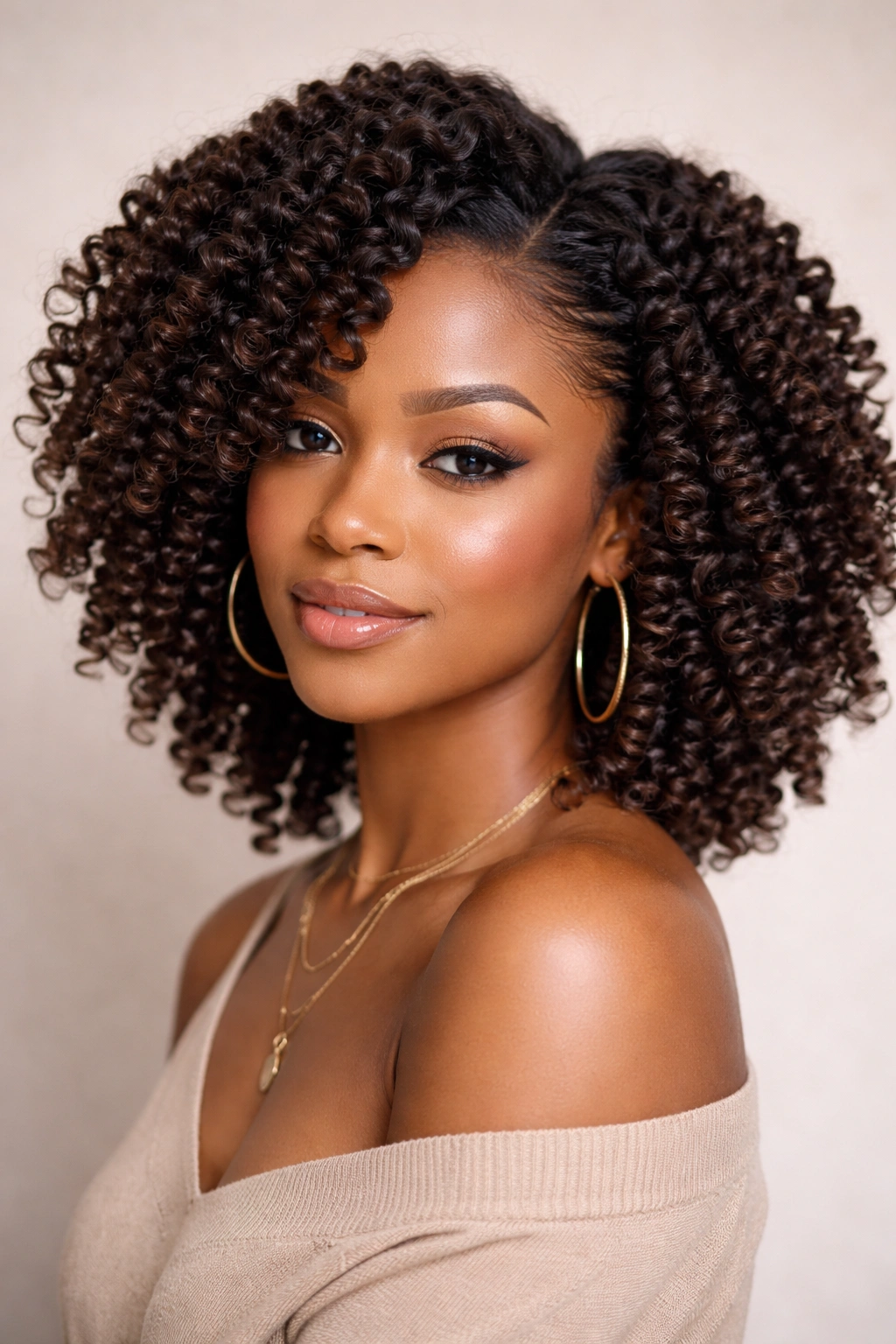 Defined twist-out curls on damp natural hair