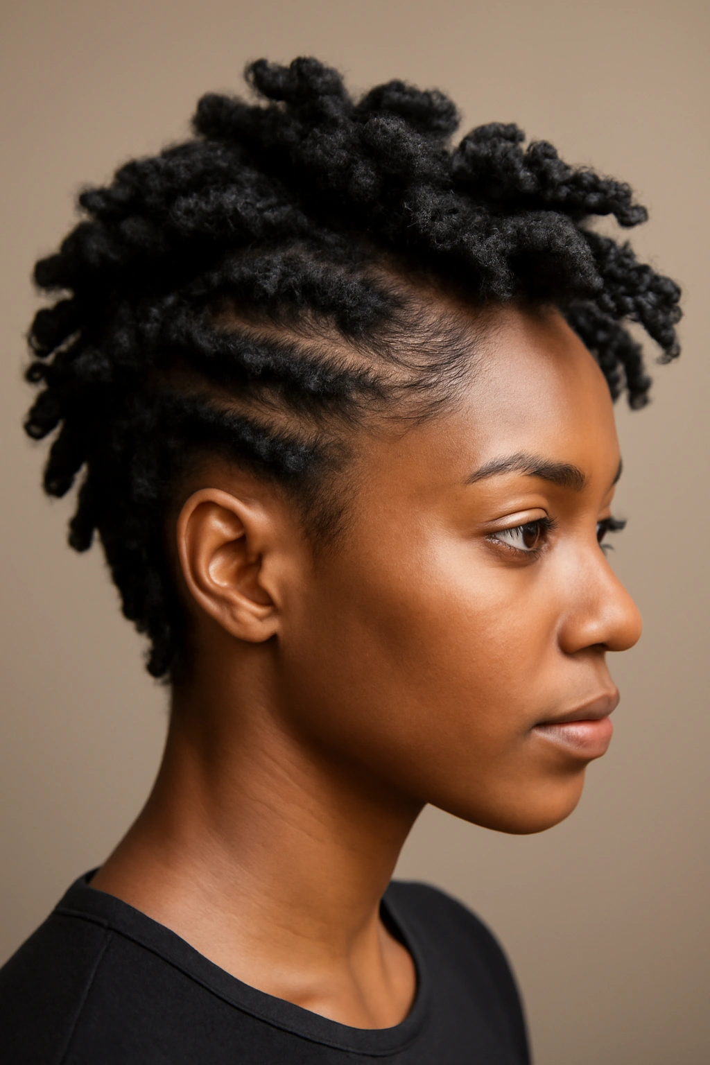 10 Twist Out Styles for Short Natural Hair to Copy 7 Close-up of short natural hair with high-contrast twist thickness variations