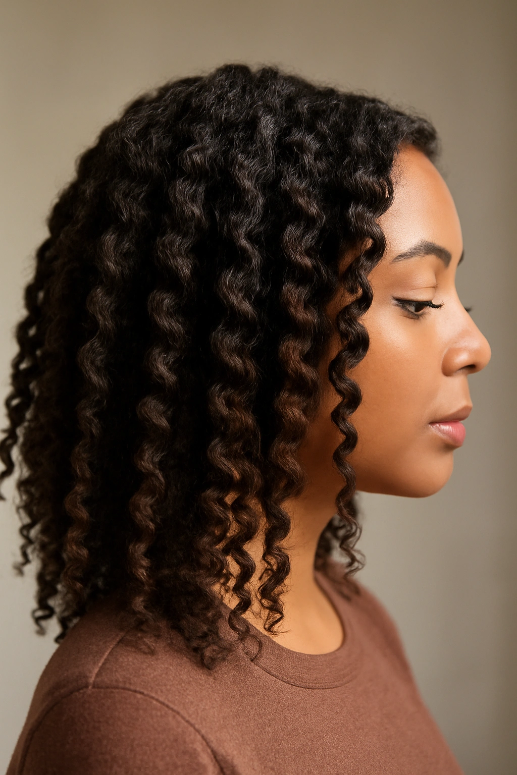 15 Beautiful Ways to Wear Your Naturally Curly Hair 4 Side profile of twist-out with elongated waves on natural curls