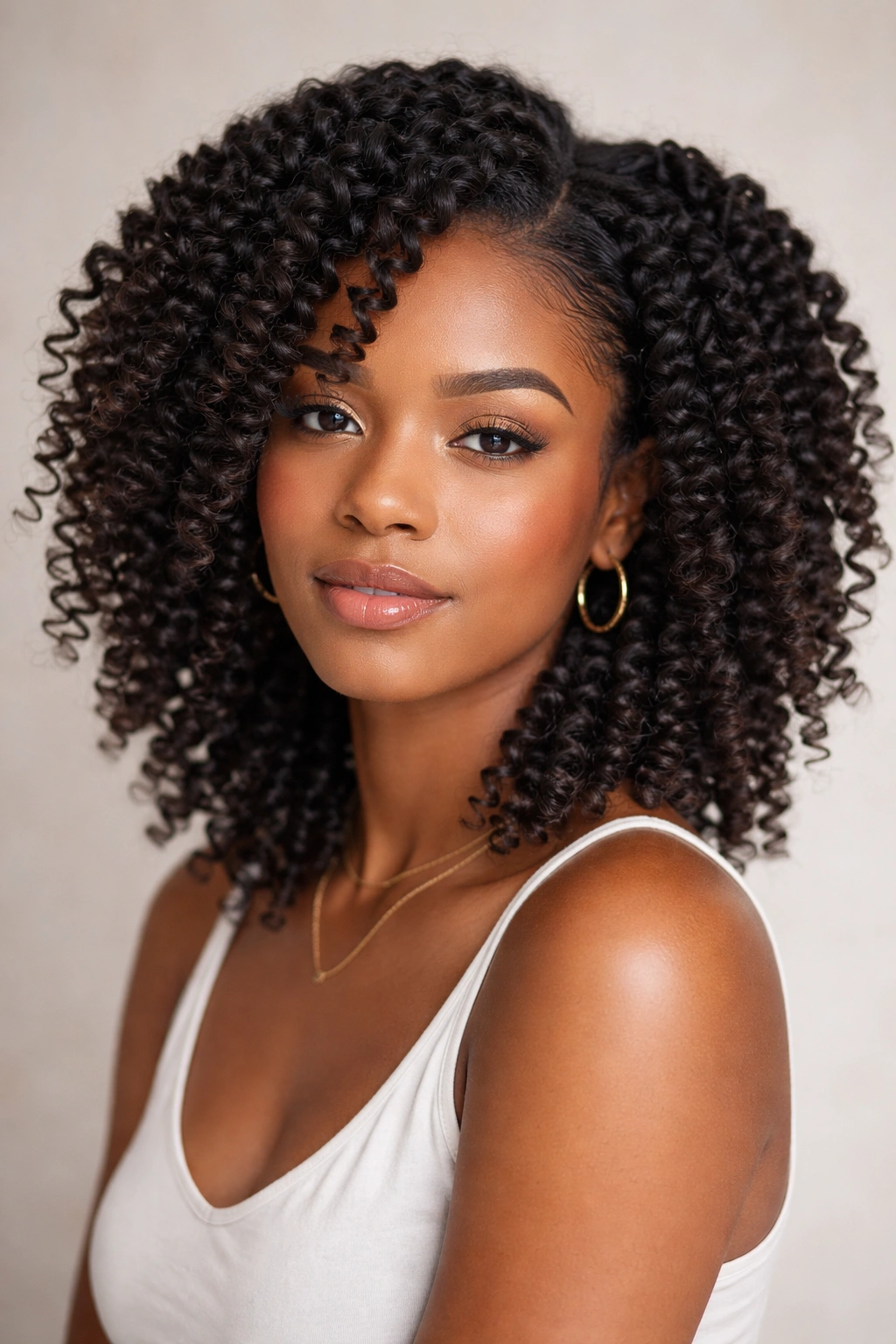 Defined twist-out waves across curly hair