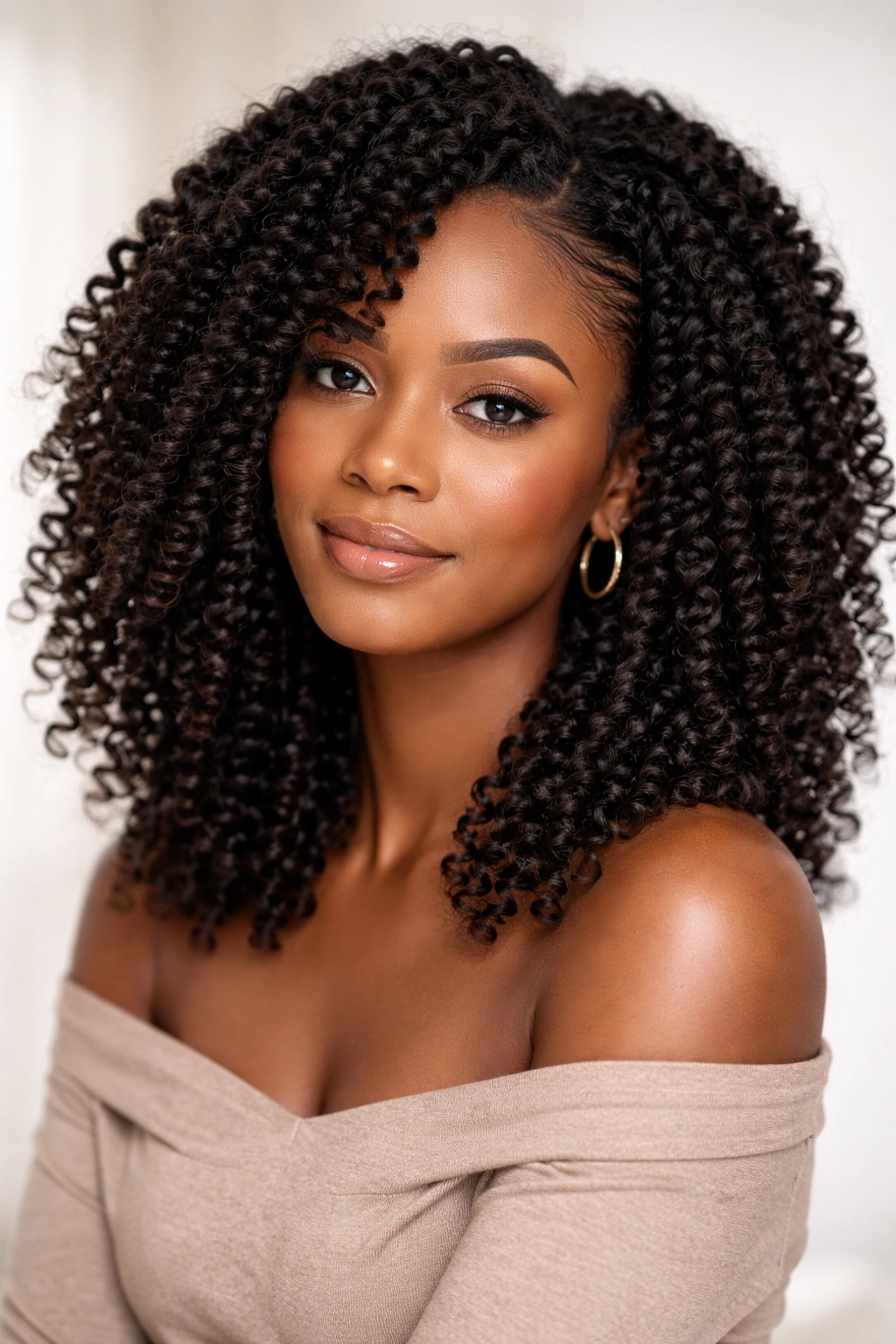 Close-up of twist outs showing defined curls