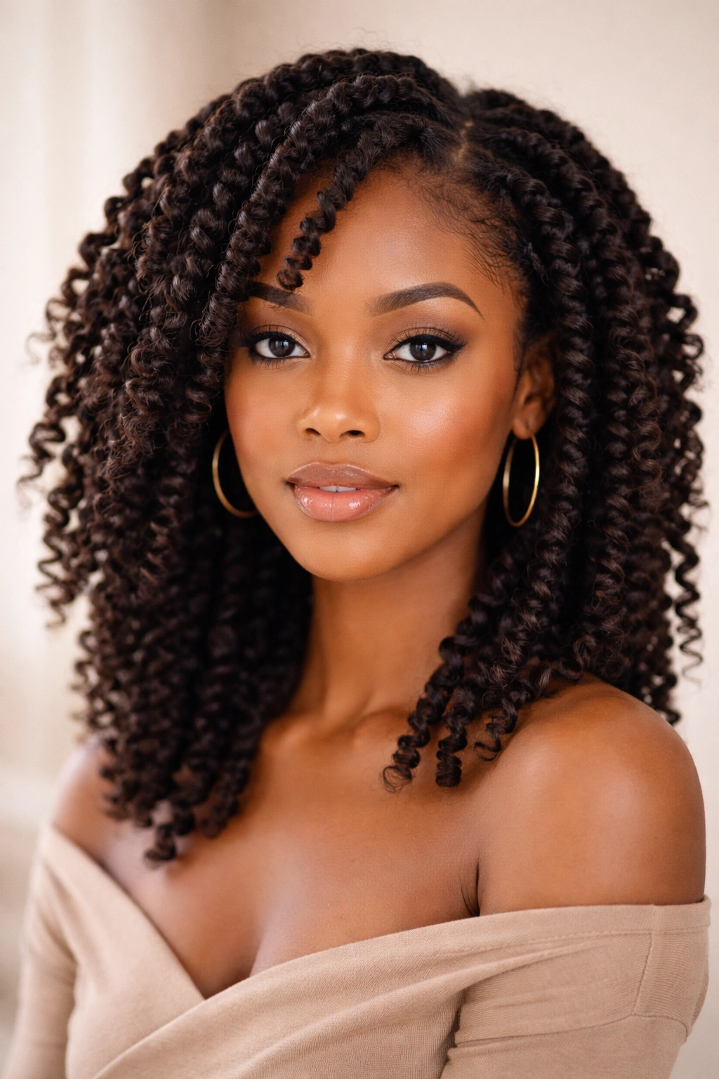 Two-strand twist-out with defined curls across the head