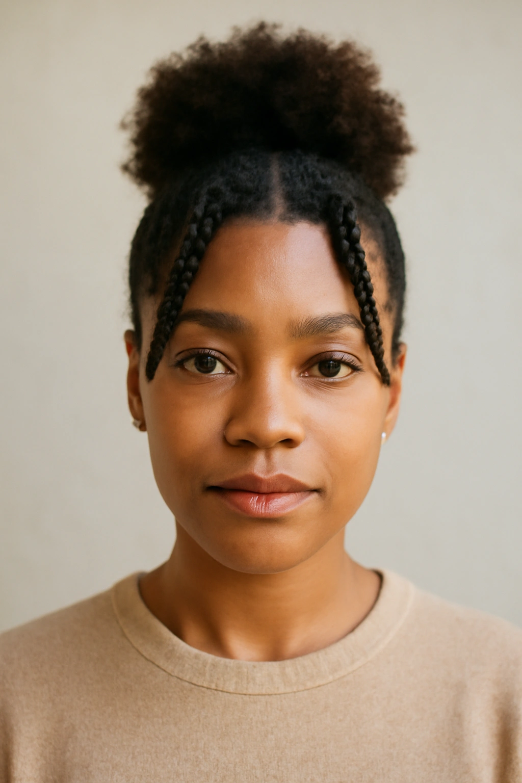 10 Flat Twist Styles Every Natural Hair Woman Needs 4 Twisted bangs with high puff framing the face