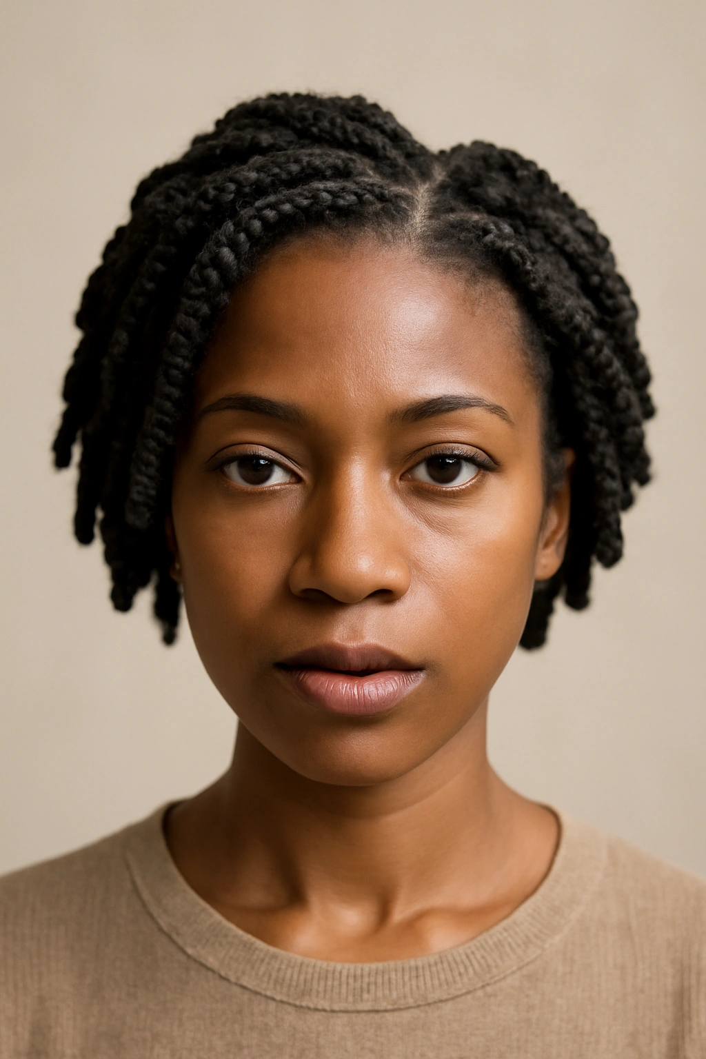 20 Short Natural Hairstyles for Black Women to Save 18 Twisted bob with tightly twisted sections forming a textured silhouette