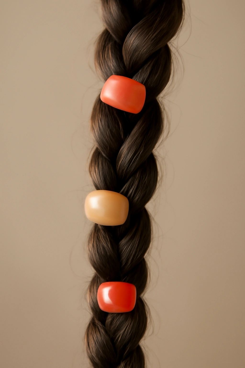 10 Pretty Beaded Braid Styles for Little Girls 10 Close-up of twisted rope braid with staggered beads along the length.