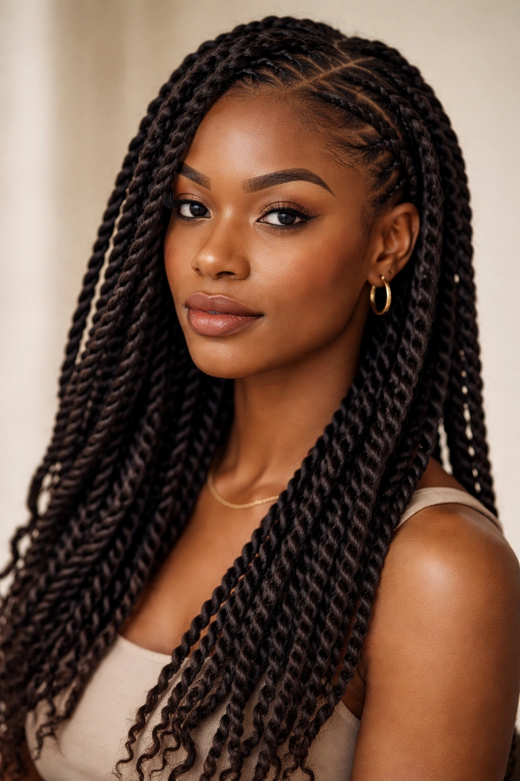 25 Braided Hairstyles For Black Women To Bookmark 22 Close-up of rope-like twisted braids along the scalp