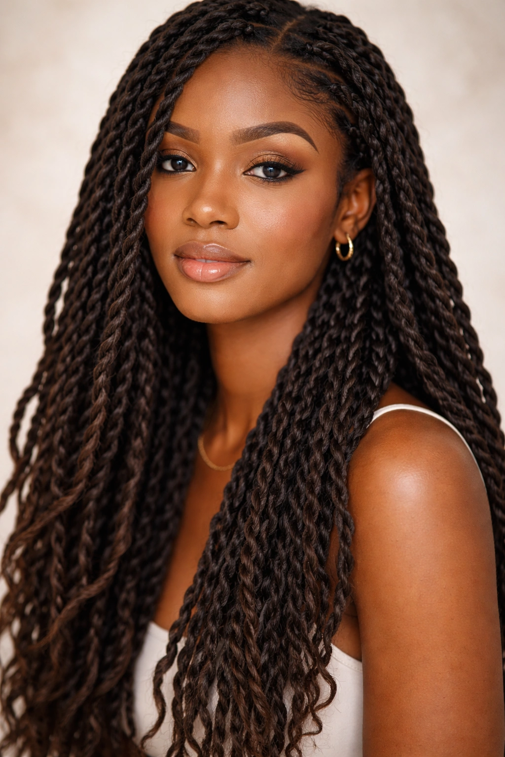 Two-strand twisted braids with soft texture