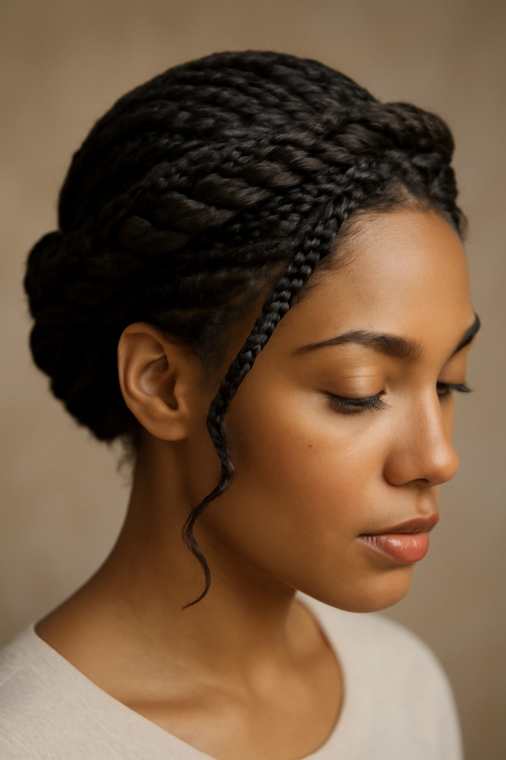 12 Short Box Braid Styles That Look Neat and Polished 10 Braids twisted into a crown around the head with ends tucked in