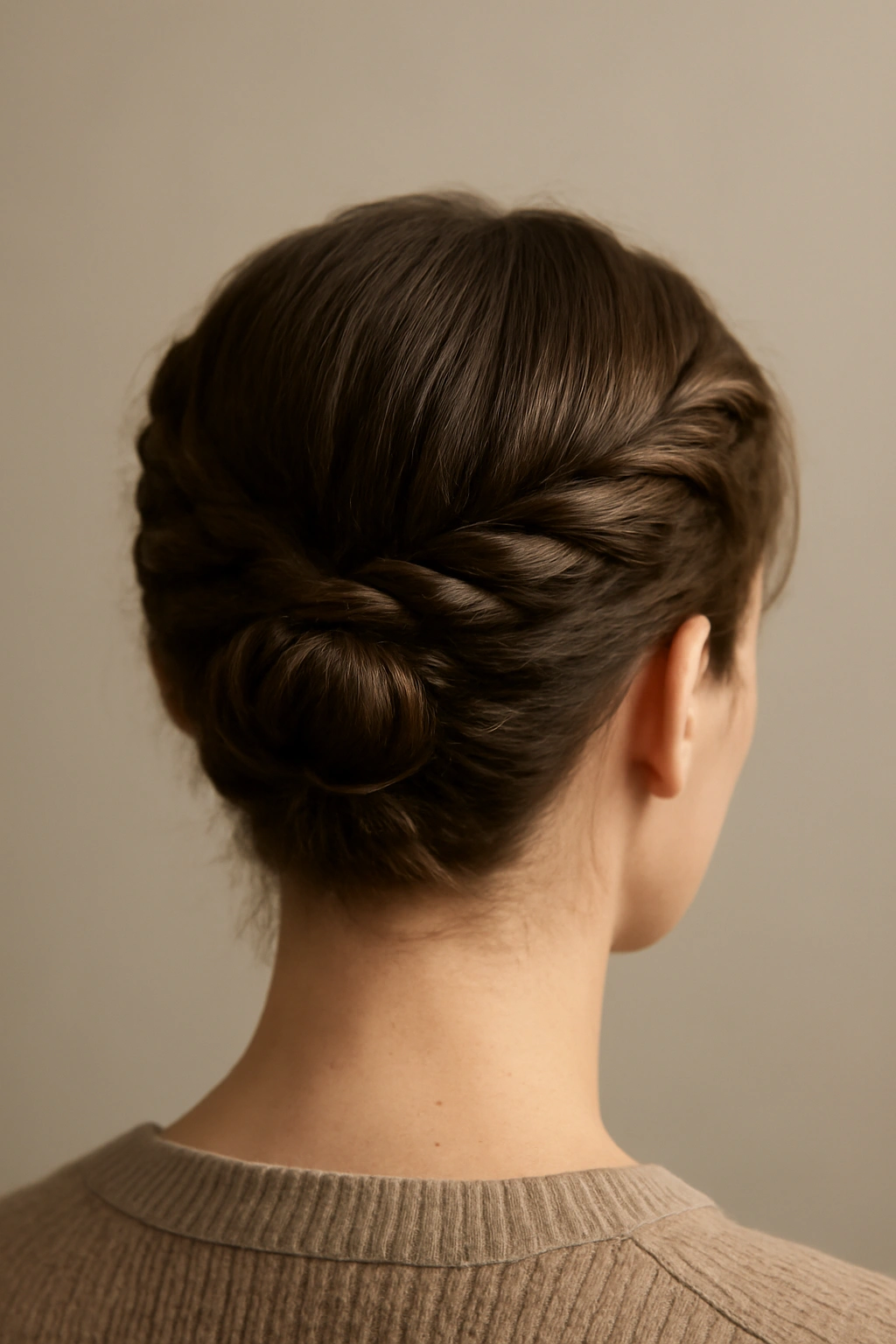 10 Cute Bun Styles for Short Hair That Hold Up Well 10 Two twisted sections around the crown creating a halo bun at the back