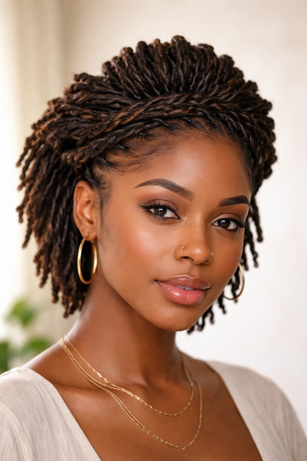 Twisted crown encircling head with raised center and halo effect