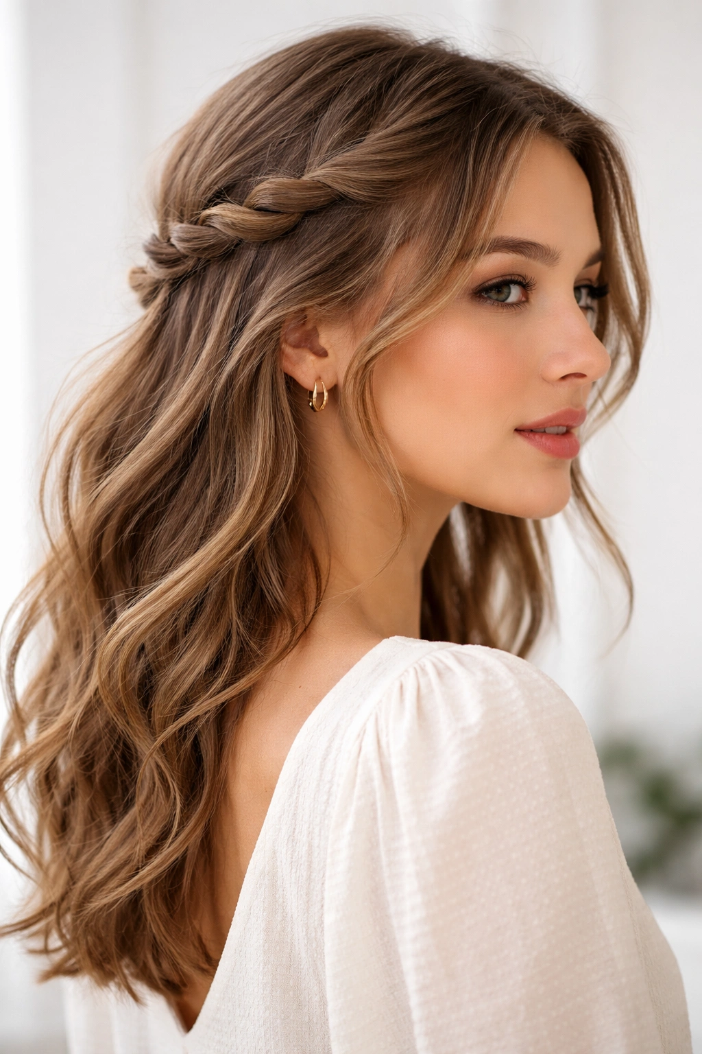 Two loose twists forming a crown around the head