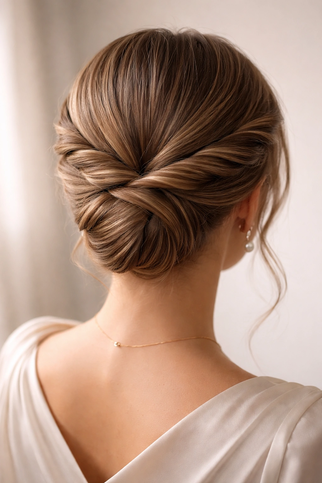 Symmetrical twisted crown with two mirrored twists at the crown.