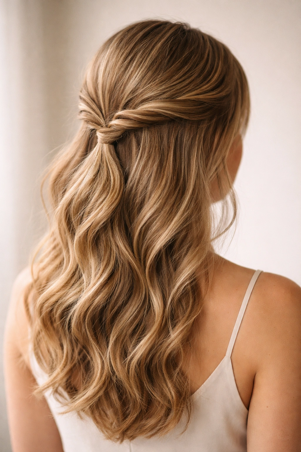 12 Hairstyles For Events That Feel Fancy But Relaxed 8 Half-up hairstyle with two twists meeting at the back