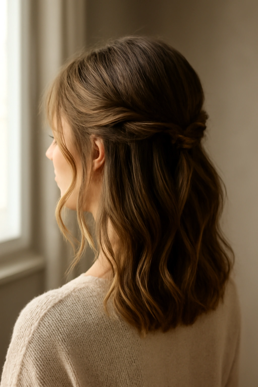 20 Wedding Hairstyles Matched to Your Hair Type 11 Twisted half-up hairstyle for medium hair