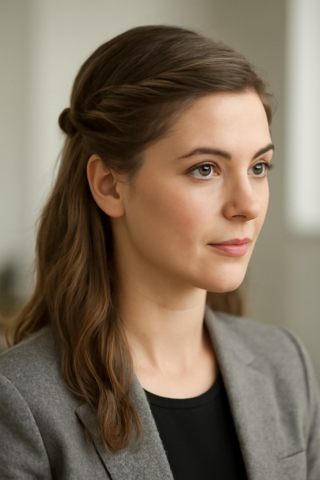 18 Braided Hairstyles for the Office and Weekends 14 Front twist with a braid accent in a half-up hairstyle.