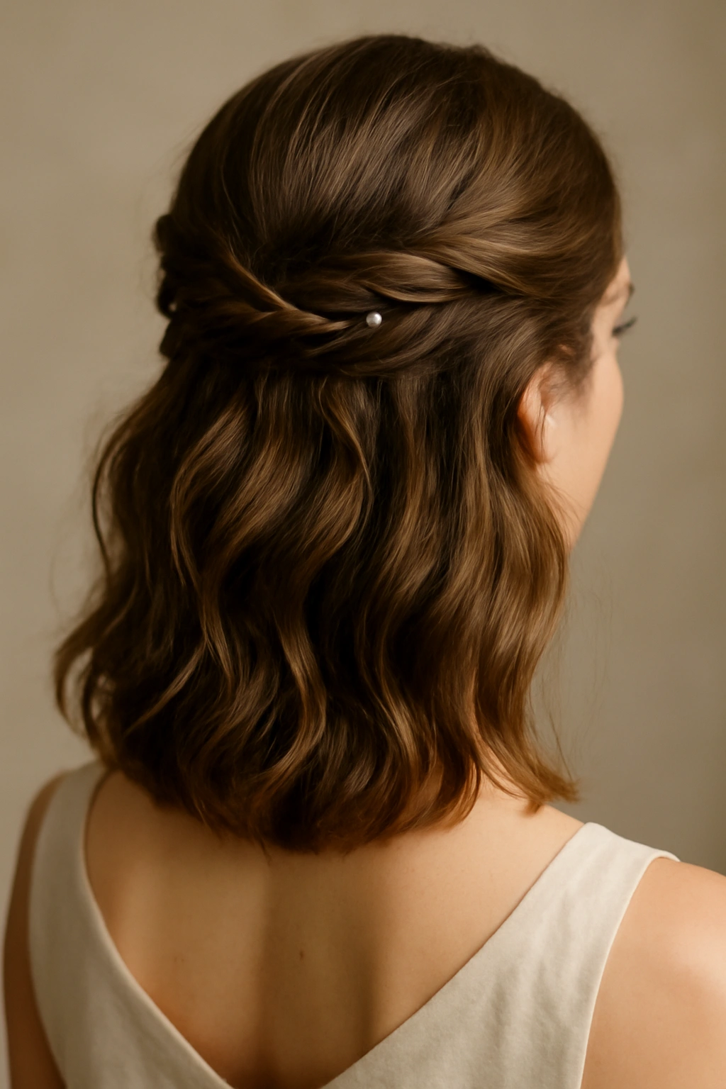 25 Wedding Hairstyles From Pixie Cuts to Long Waves 11 Twisted half-up hairstyle with back twists and pins