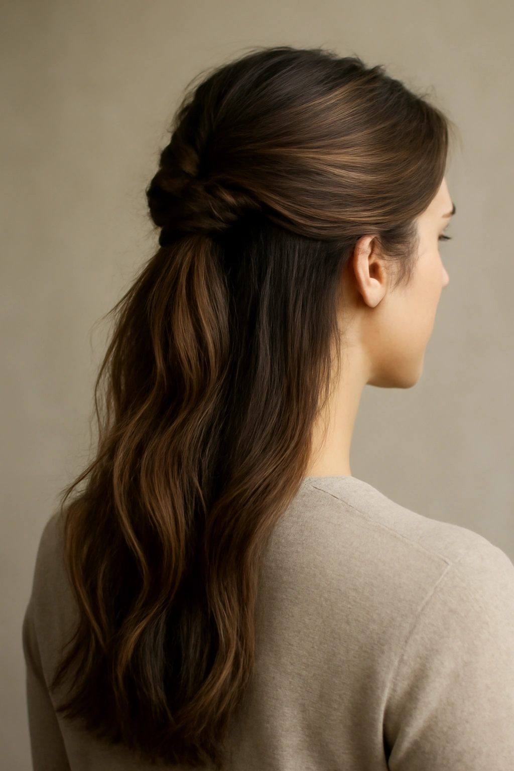 25 Effortless Long Hair Hairstyles Every Woman Needs 12 Twisted half-up ponytail with crown twist