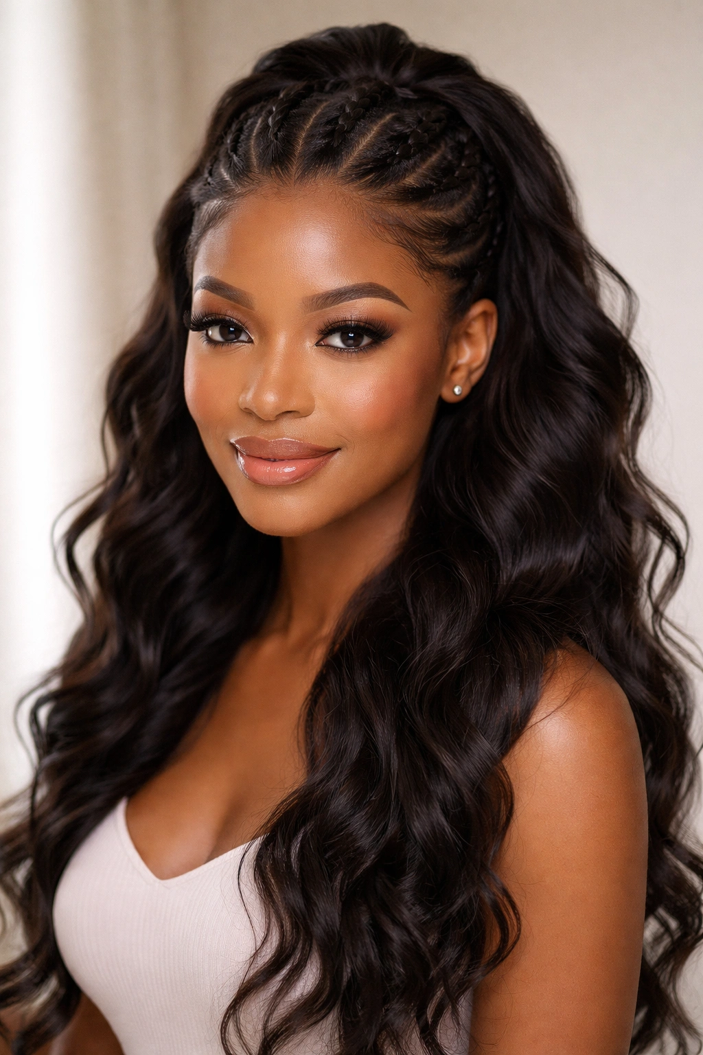 20 Gorgeous Pushback Hairstyles Every Black Woman Should Try 4 Close-up of a twisted half-up pushback hairstyle