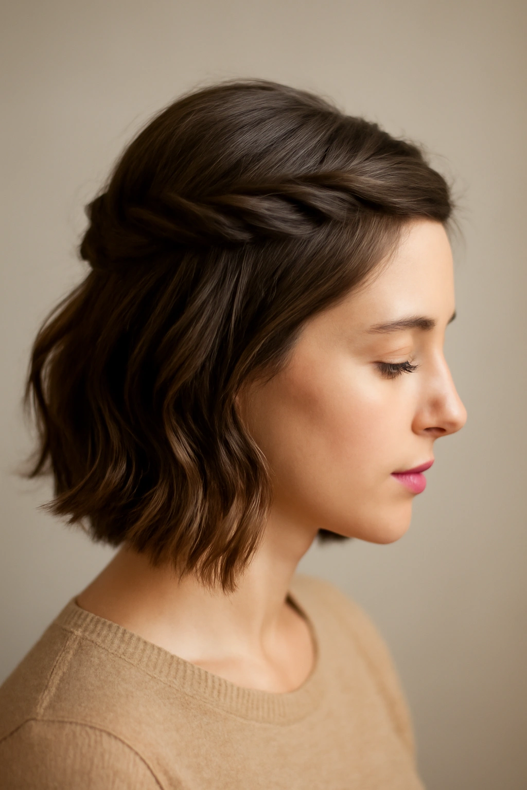 10 Cute Homecoming Hairstyles for Short Hair 3 Twisted half-up hairstyle on short hair
