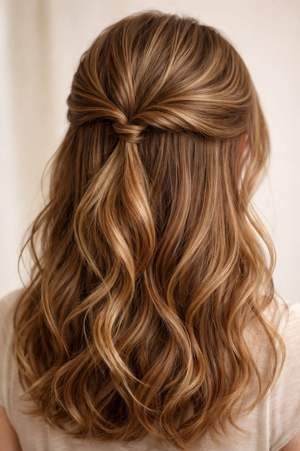 Close-up of a twisted half-up hairstyle with temple twists secured at the crown, ideal for school looks
