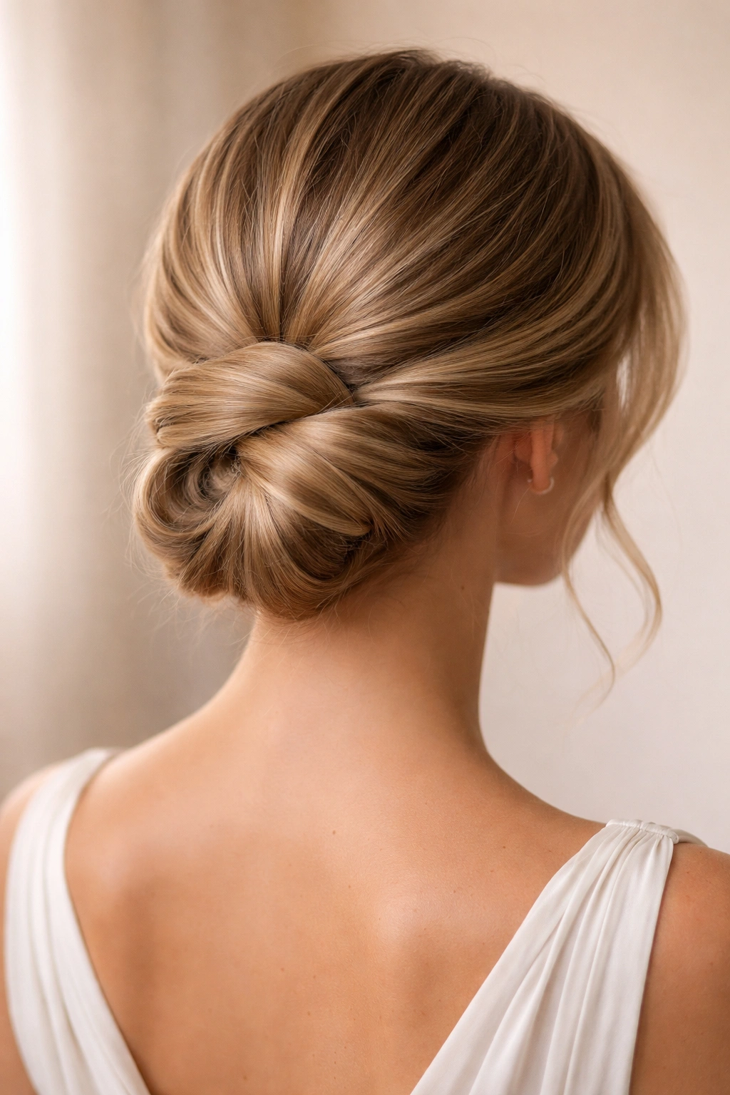 Twisted Low Knot at the nape of hair showing loose twists and textured wrap.