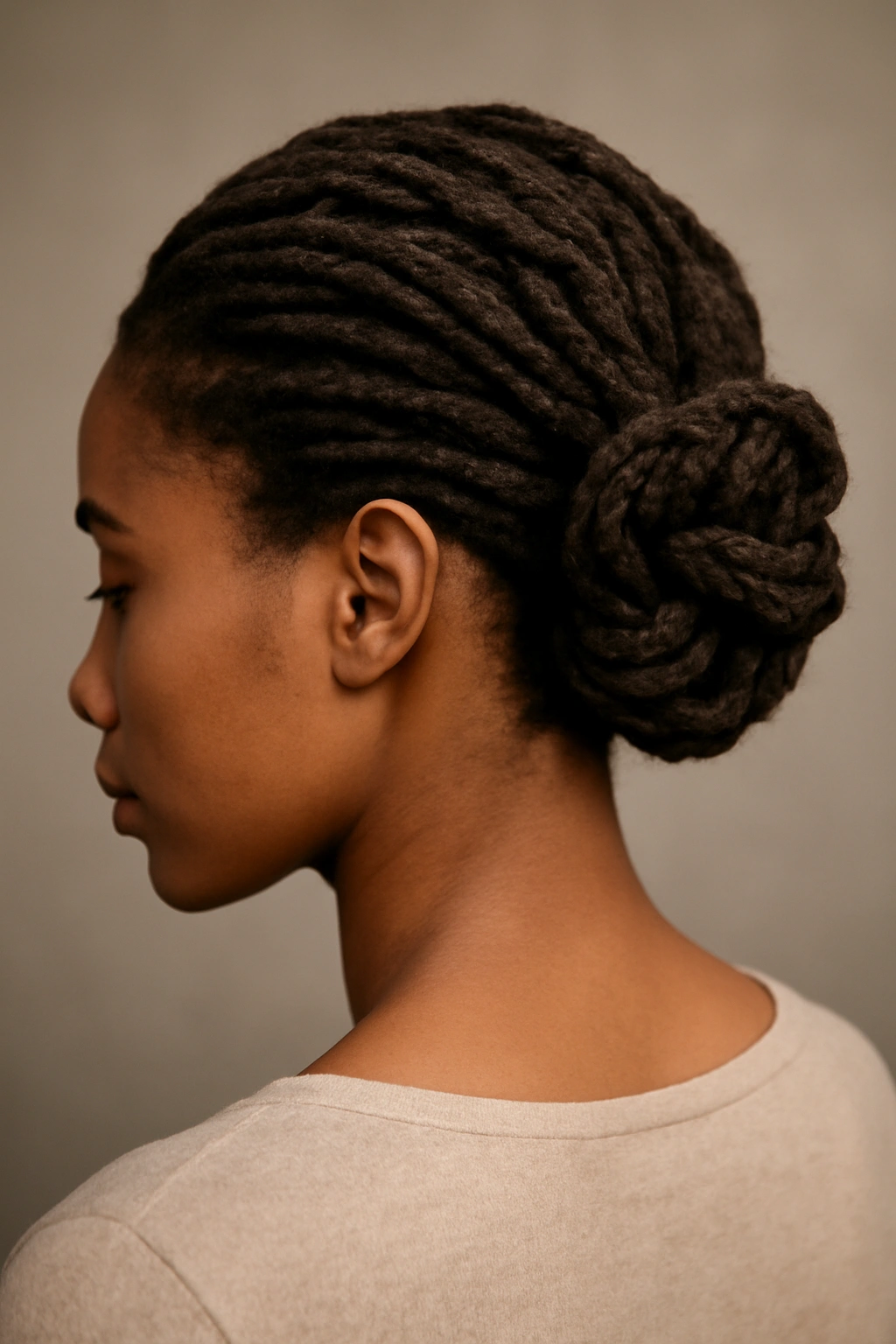 12 Short Loc Styles Women Are Obsessed With Right Now 3 Twisted loc updo with loose spirals at back of head