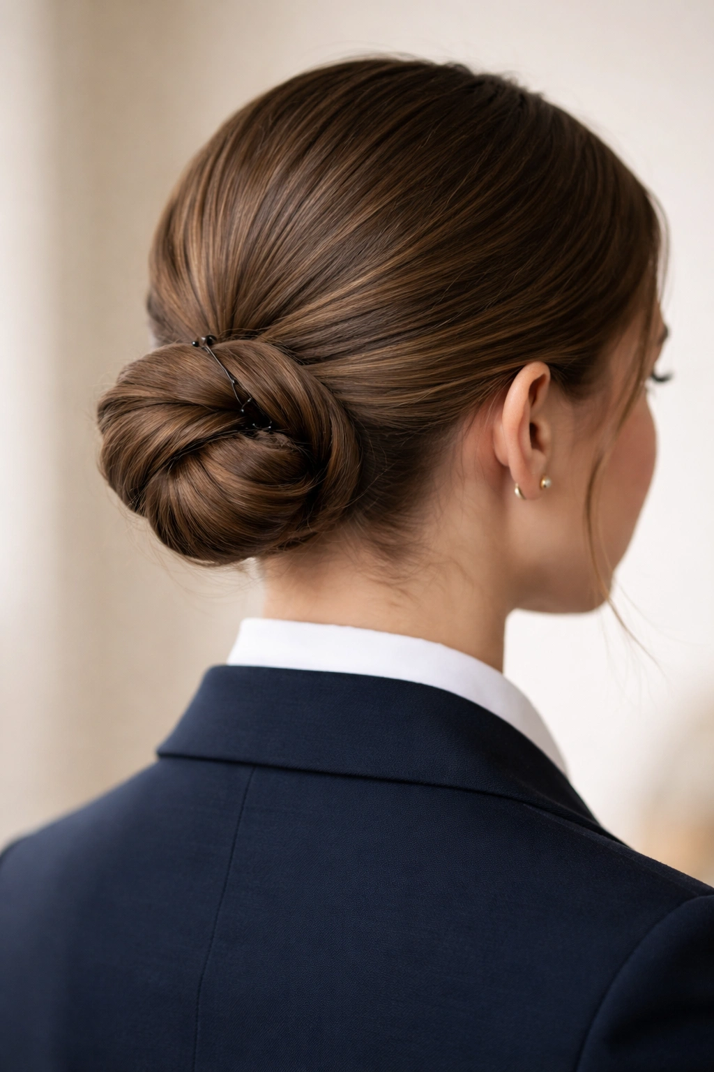 Twisted low bun hairstyle with rope twist
