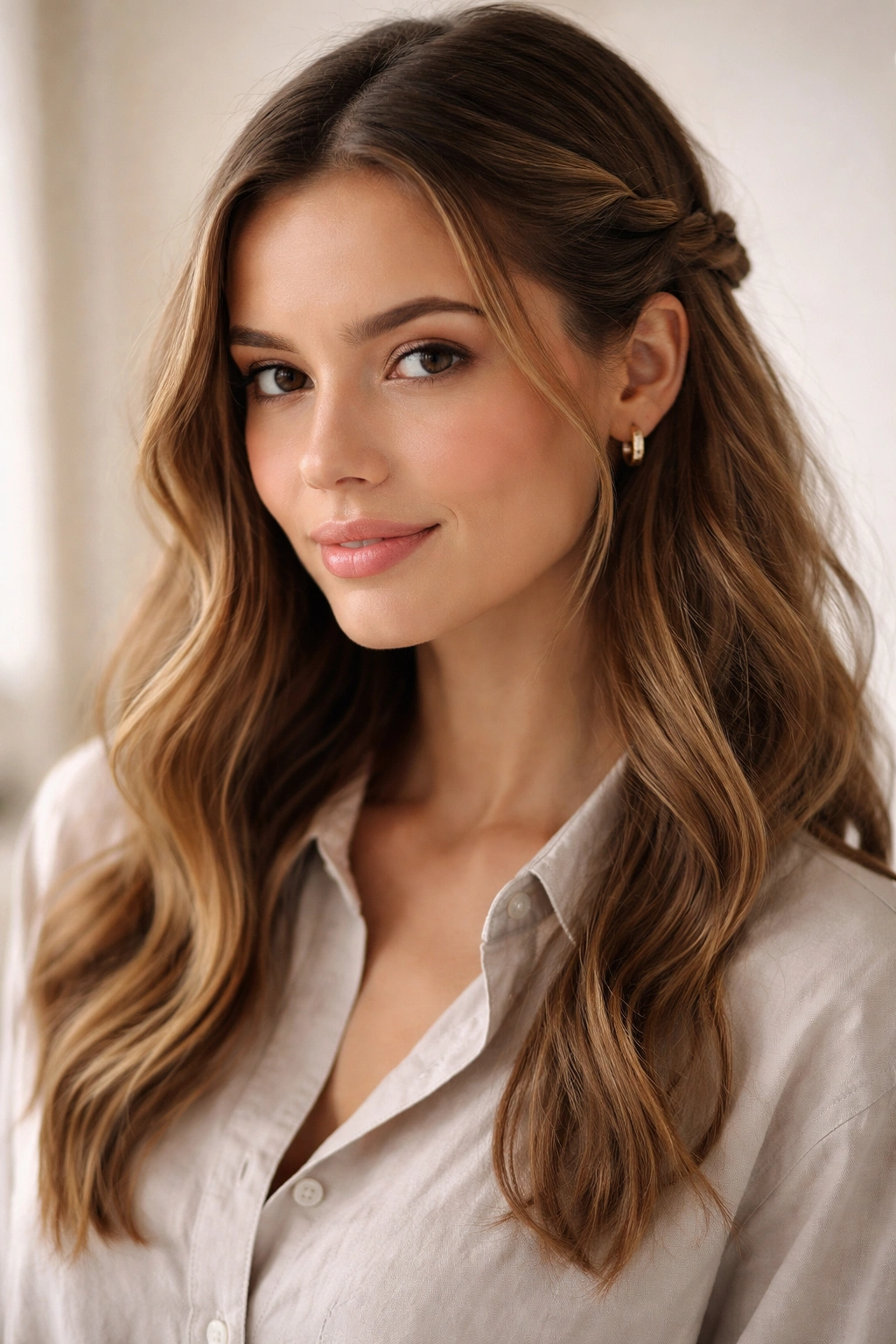 10 Hair Ideas For A Casual Shirt And Jeans Outfit 9 Close-up of two twisted hair sections pinned back behind the ears.