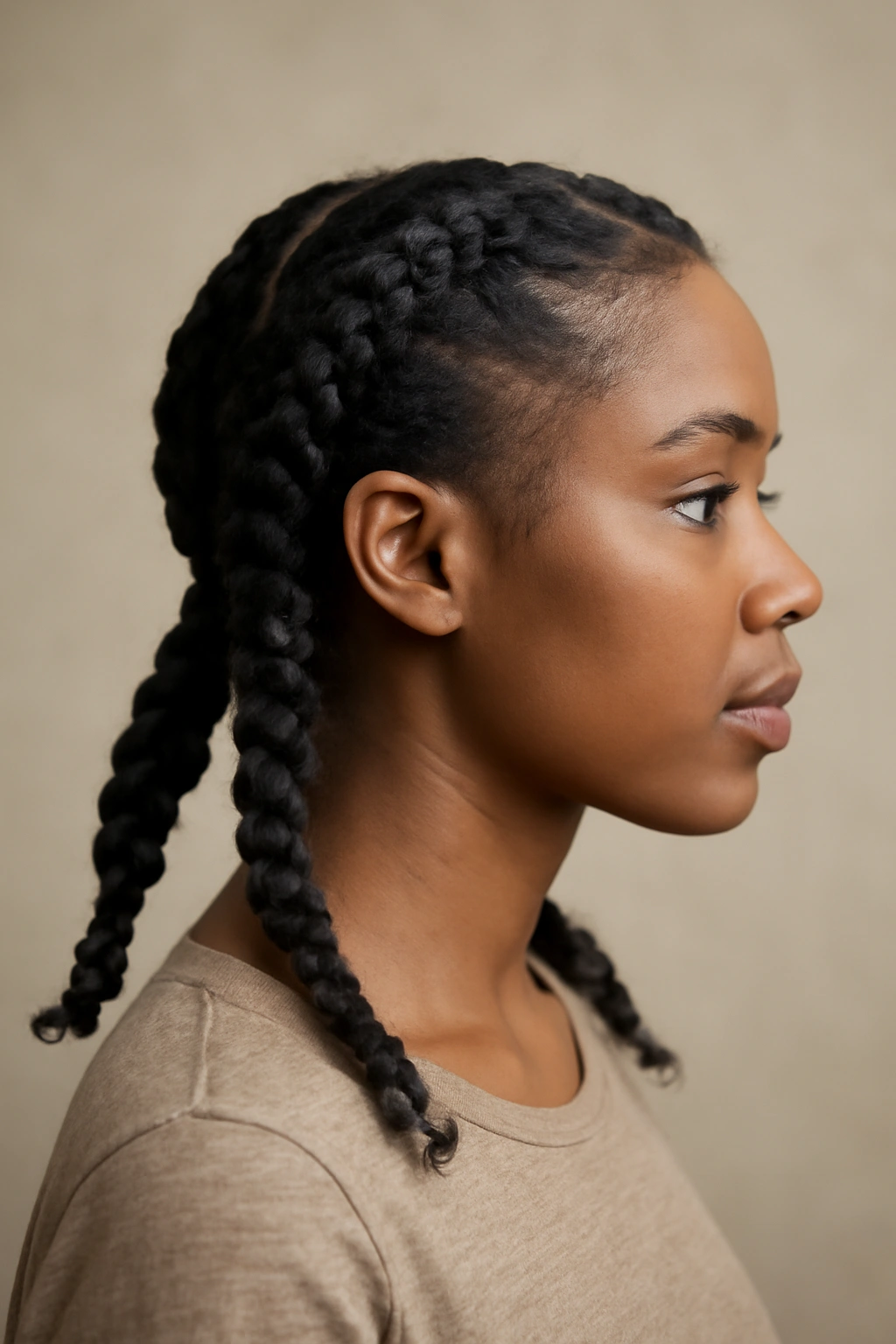10 Pigtail Braid Styles Black Women Should Bookmark 4 Two-strand twist pigtails with textured surface catching light