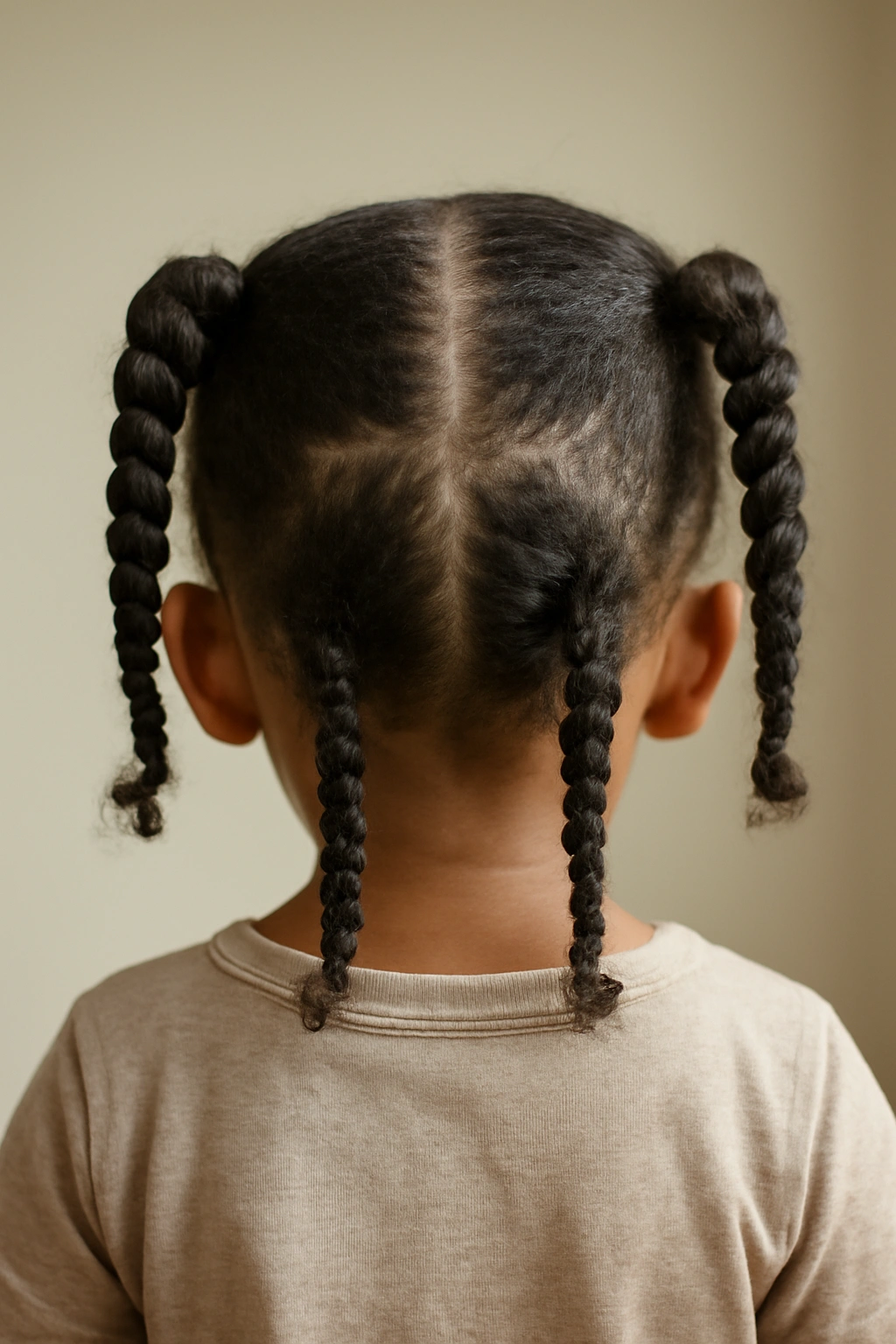 15 Adorable Natural Hair Braids for Toddlers 1 Close-up of a toddler with two twisted pigtails and gentle scalp tension