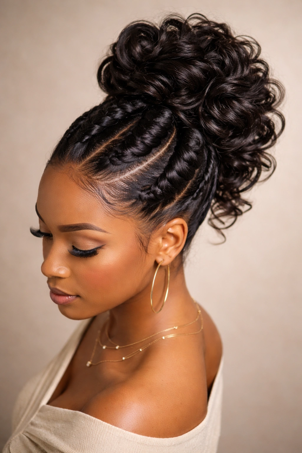 Twisted pineapple wave updo with sculpted twists