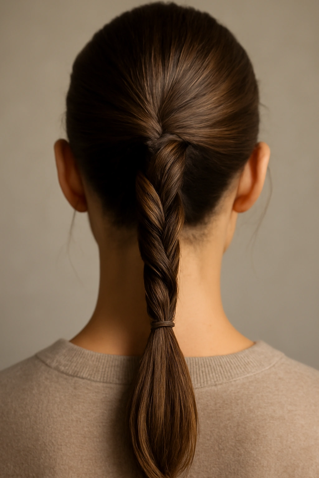 15 Ponytail Hairstyles for Work and Nights Out 7 Close-up of a twisted wrap ponytail showing rope texture twists and secure end