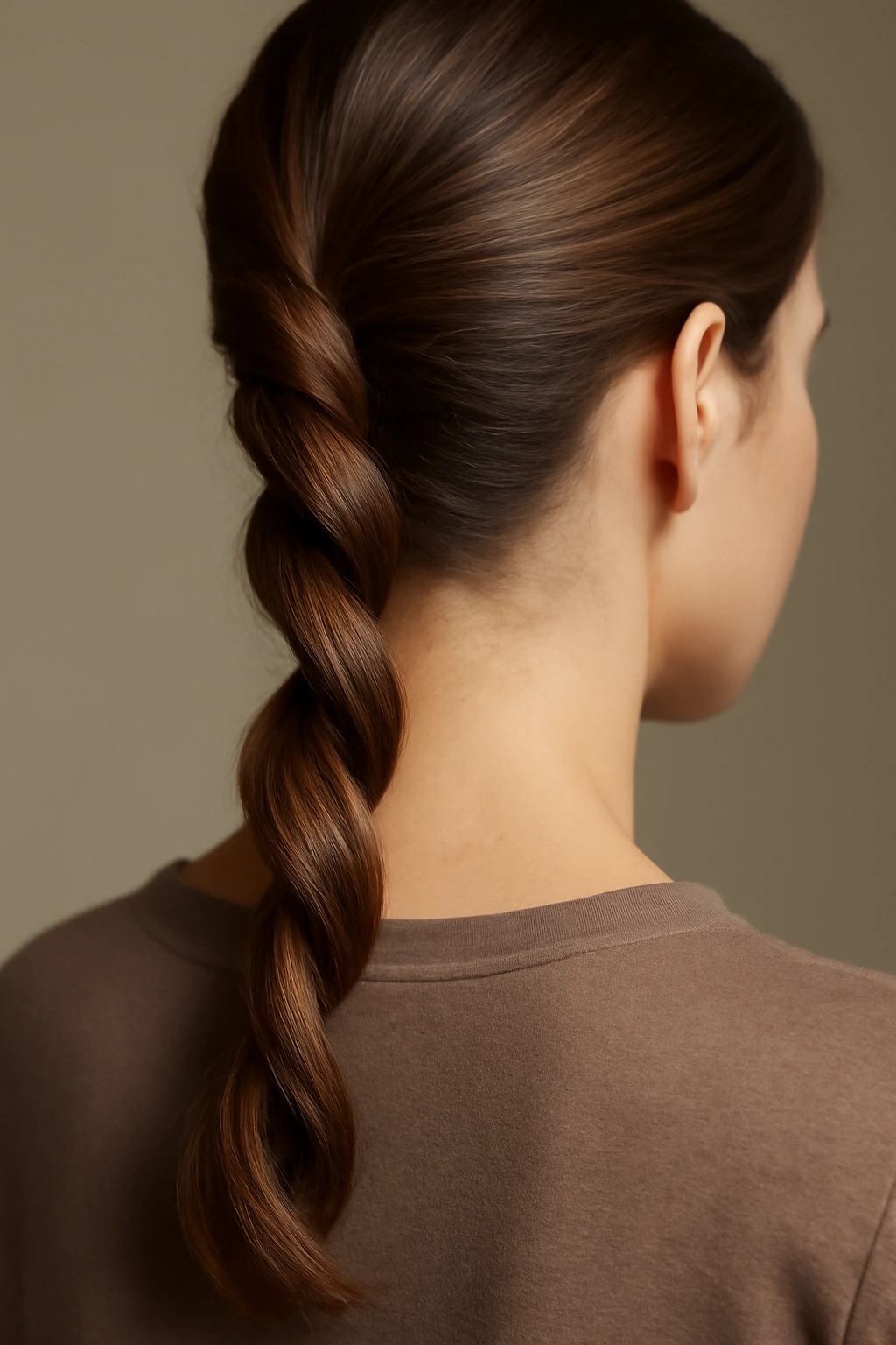 12 Polished Ponytail Hairstyles You Can Try Today 10 Two twisted hair strands forming a rope-like ponytail in a studio portrait