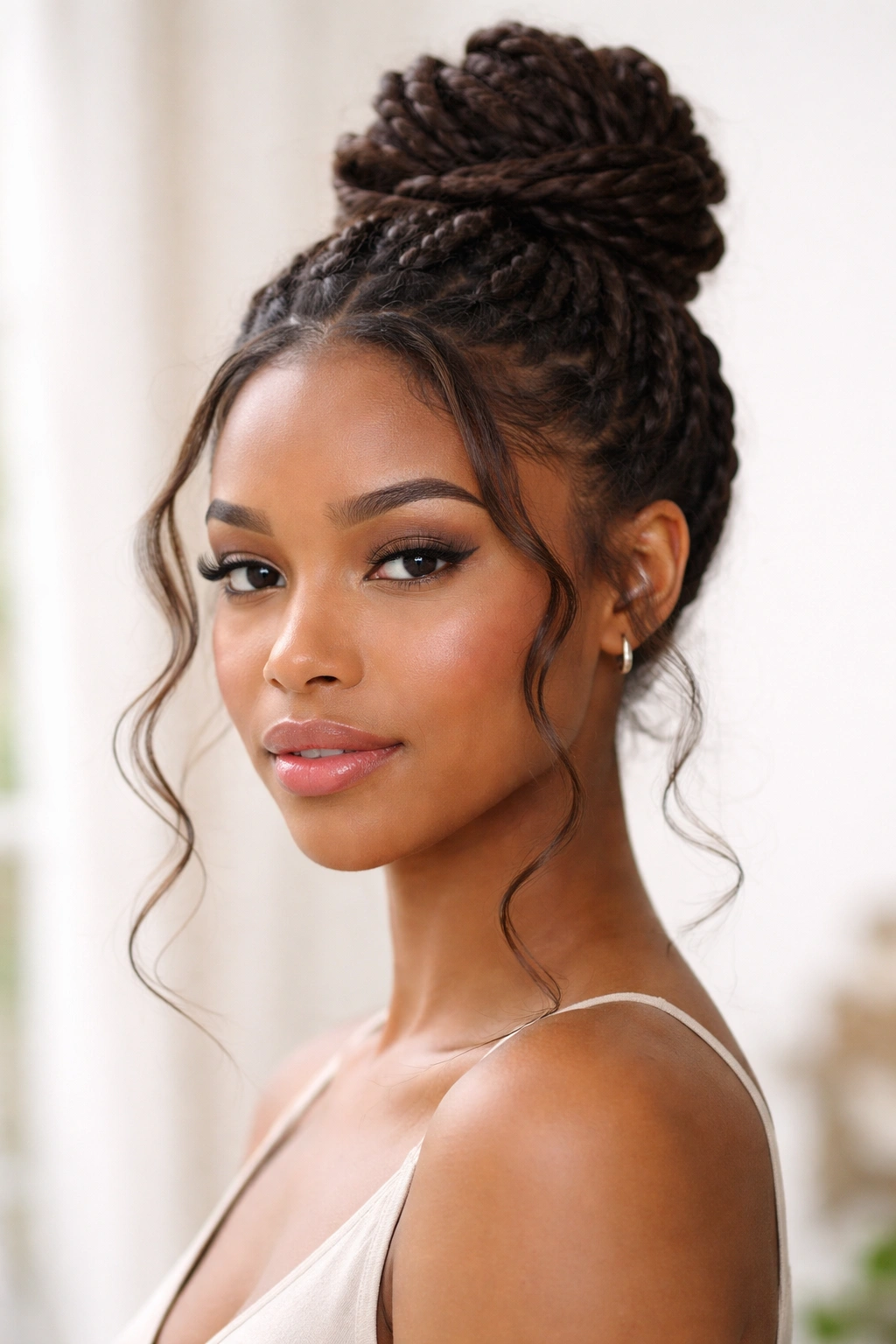 15 Protective Styles That Still Look Put Together 10 Twisted topknot with soft tendrils framing the face