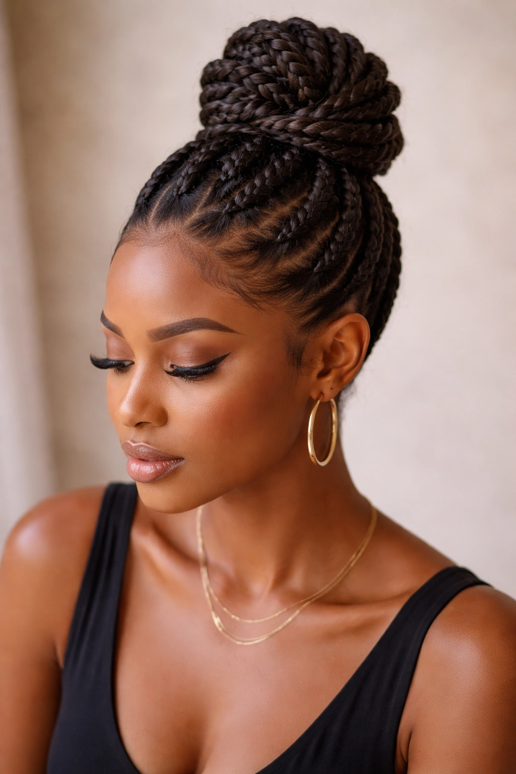 20 Gorgeous Pushback Hairstyles Every Black Woman Should Try 10 Topknot with multiple twists pushed back from the face