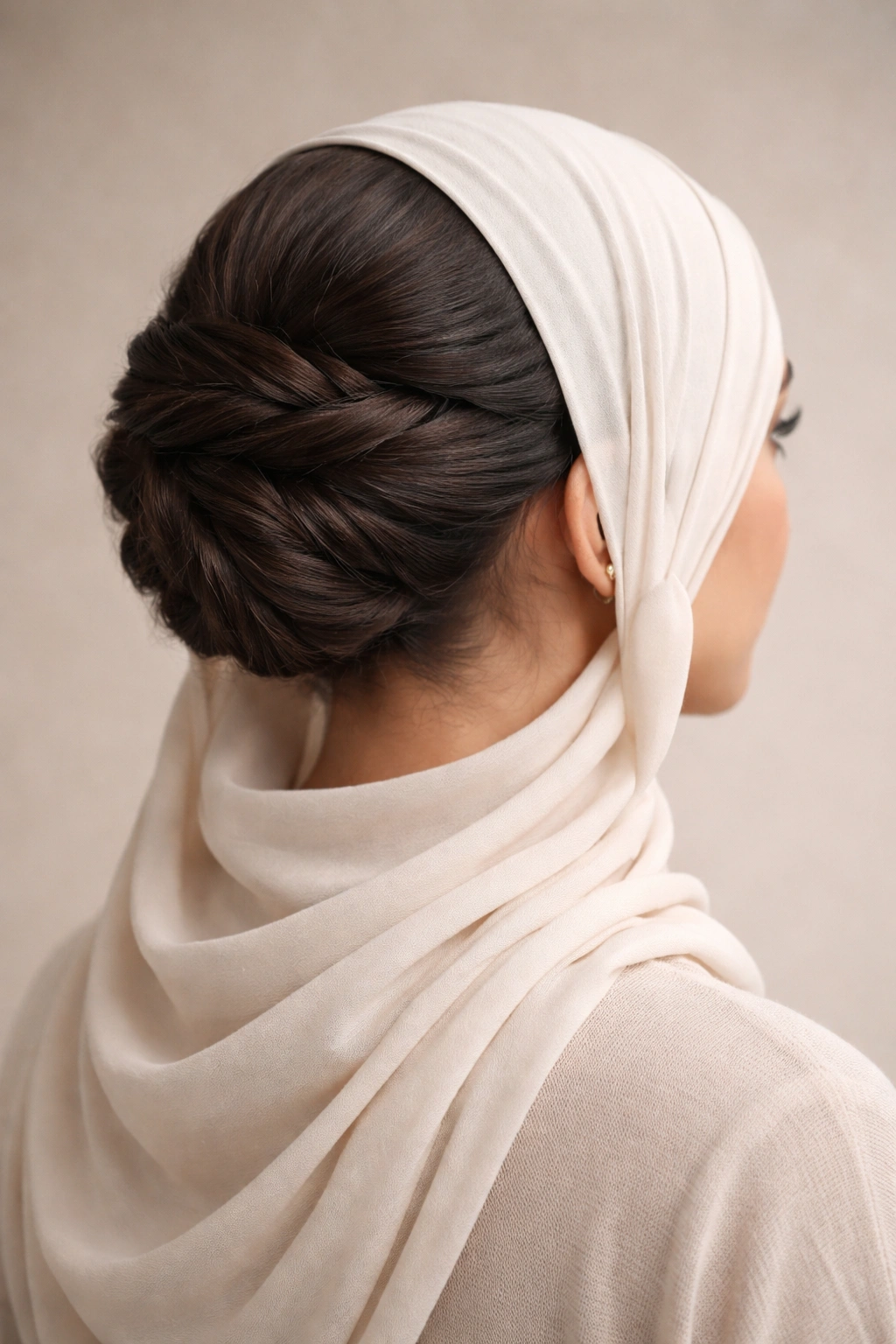 Elegant twisted updo with balanced silhouette