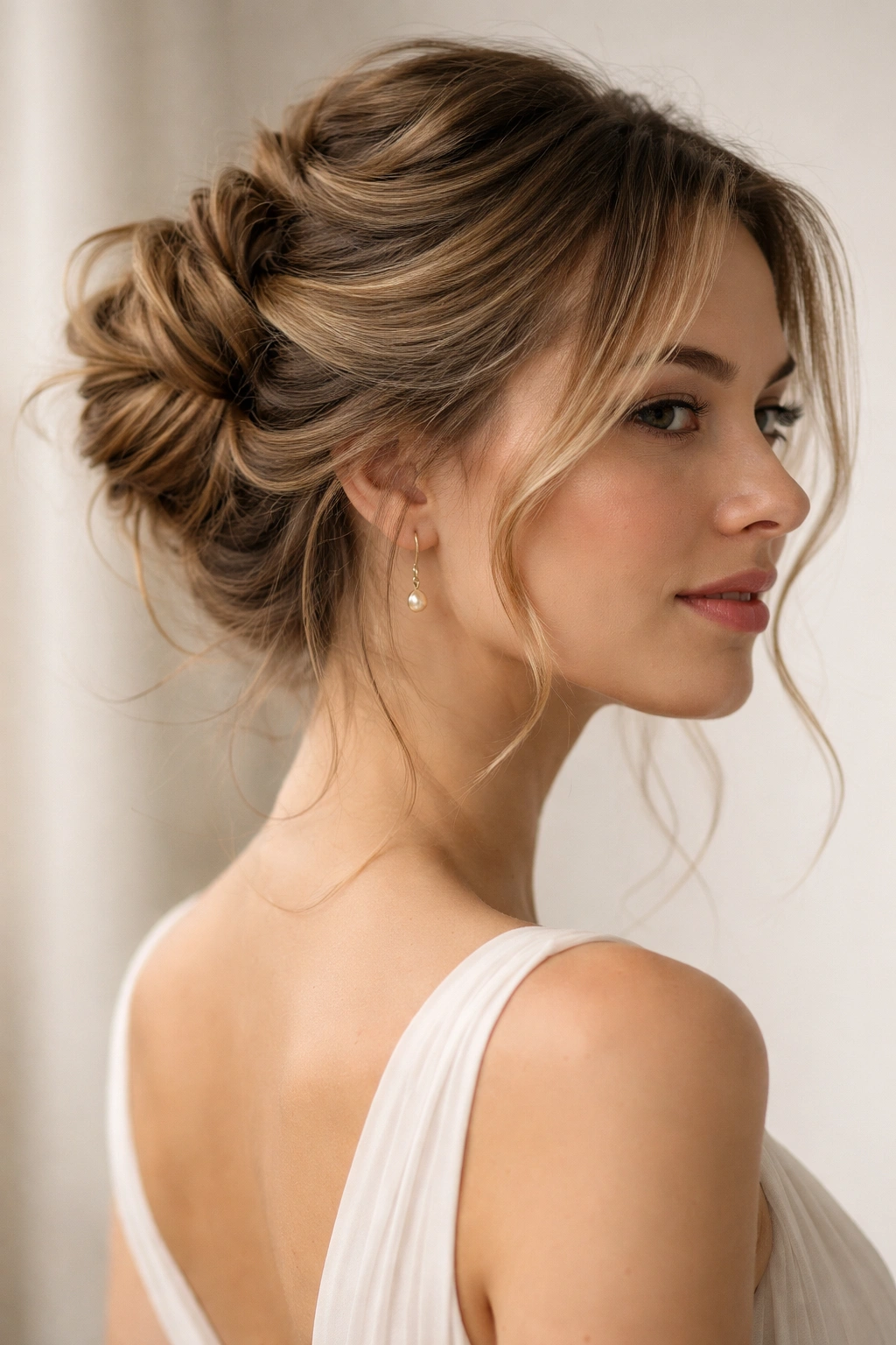 Twisted updo with twists and loose ends