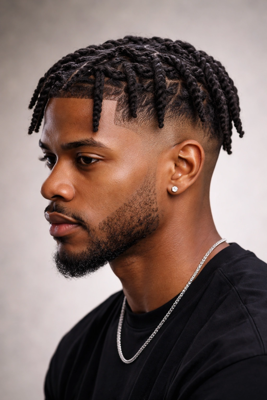 Twists on top with high fade for protective look
