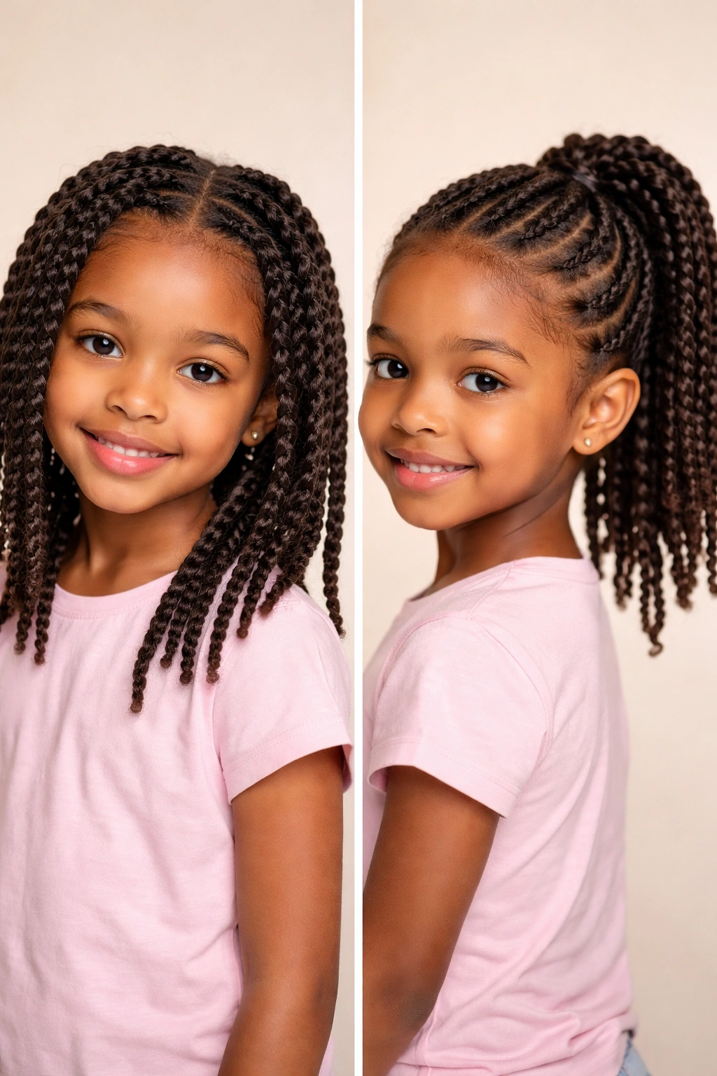 Close-up of uniform two-strand twists on a child's hair