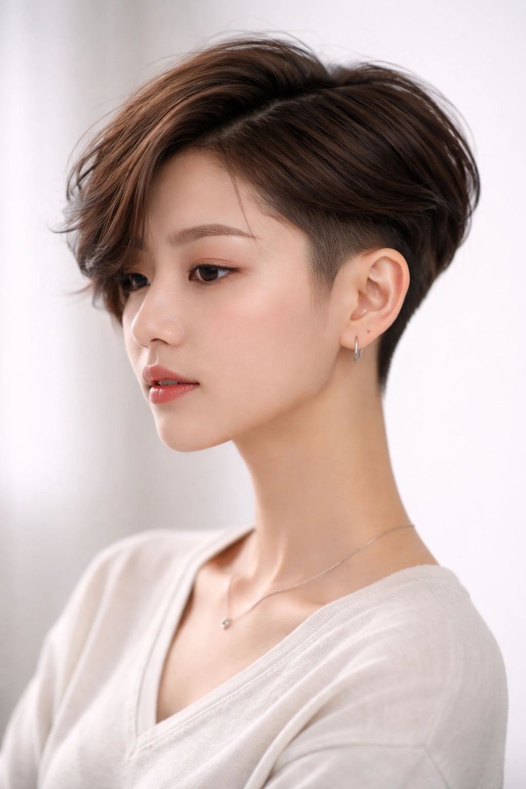 Close-up of a two-block undercut with a longer top and short sides