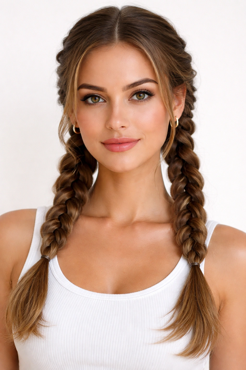 Two symmetrical braids starting near the temples forming two pigtails