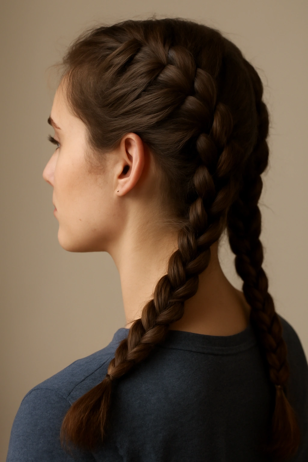 10 Helmet-Friendly Hairstyles That Stay Looking Good 2 Two raised Dutch braids starting at the scalp on each side of the head.