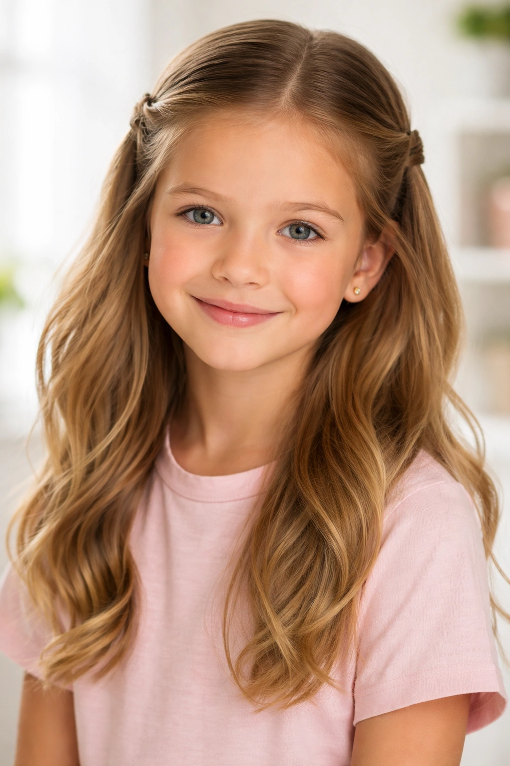 Two quick twists at temple area in a child's hair.