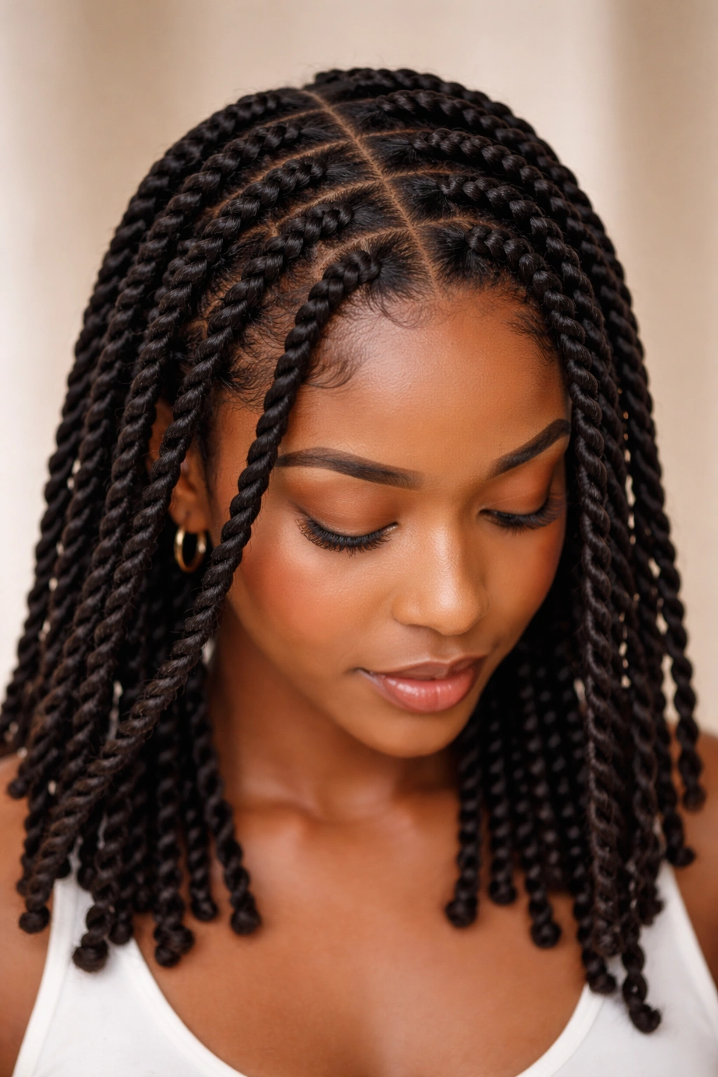 25 Natural Hairstyles For Coily And Curly Textures 3 Close-up of two-strand twists showing uniform texture.