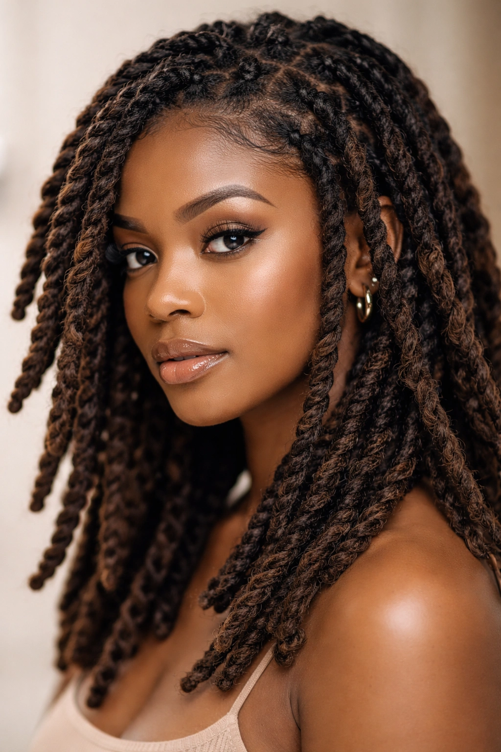 20 Dreadlock Styles For Women At Every Hair Length 11 Close-up of two-strand twists on dreadlocks showing spiral texture