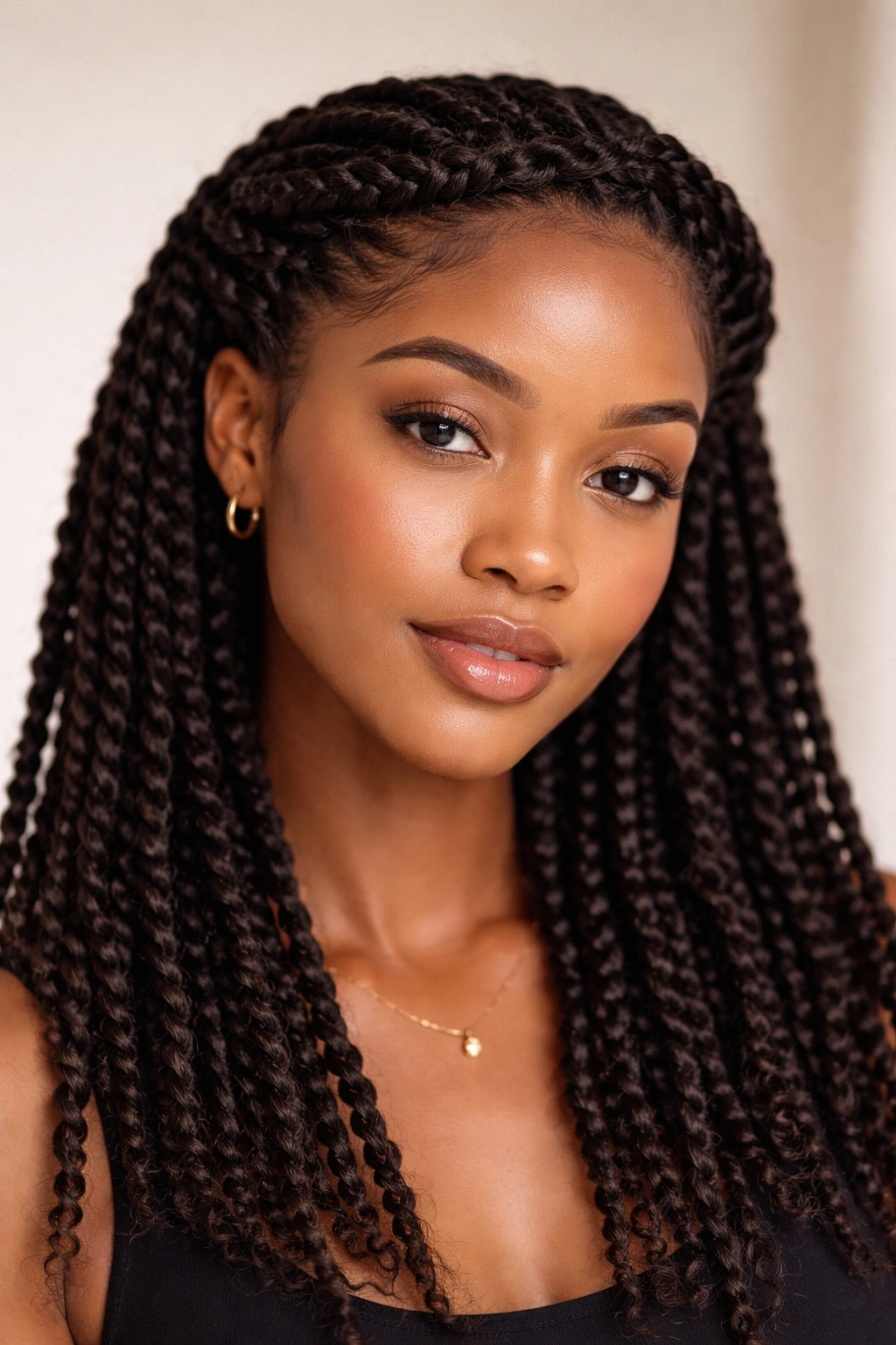 15 Protective Styles That Still Look Put Together 3 Front view of two-strand twists forming a crown around the head