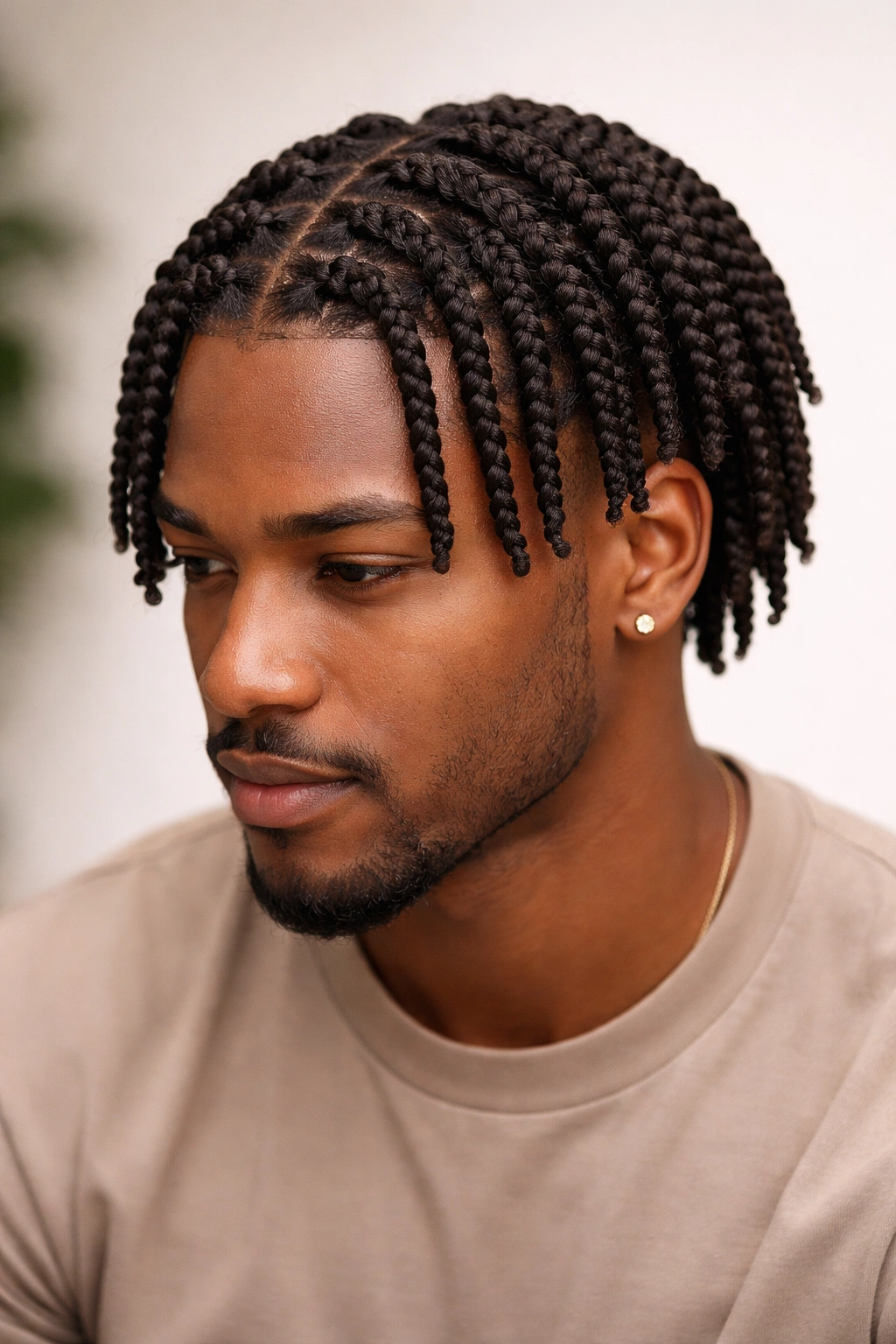 Head with neatly styled two-strand twists.